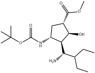 (1S၊2S၊3S၊4R)-Methyl 3-((R)-1-aMino-2-ethylbutyl)-4-(tert-butoxycarbonylaMino)-2-hydroxycyclopentanecarboxylate