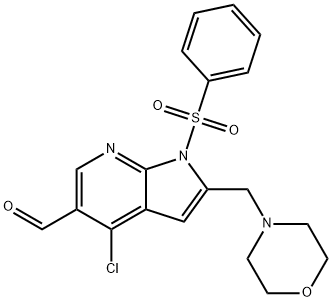1H-Pyrrolo[2,3-b]pyridine-5-carboxaldehyde၊ 4-chloro-2-(4-morpholinylmethyl)-1-(phenylsulfonyl)-