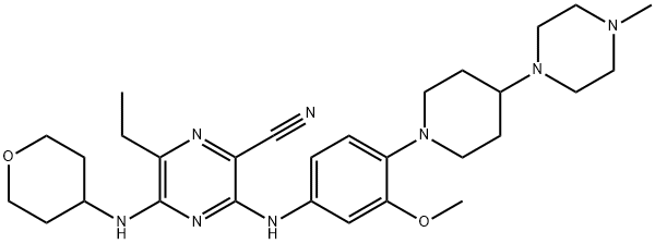 2-Pyrazinecarbonitrile၊ 6-ethyl-3-[[3-methoxy-4-[4-(4-methyl-1-piperazinyl)-1-piperidinyl]phenyl]amino]-5-[(tetrahydro-2H-pyran- 4-yl)amino]-