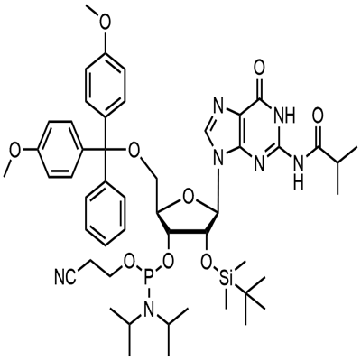 5'-O-(4,4-Dimethoxytrityl)-2'-O-[(tert-butyl)dimethylsilyl]-N-isobutyrylguanosine-3'-(2-cyanoethyl-N၊N-diisopropyl)phosphoramidite