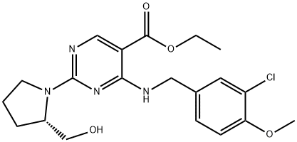 5-PyriMidinecarboxylic acid၊4-[[(3-chloro-4-Methoxyphenyl)Methyl]aMino]-2-[(2S)-2-(hydroxyMethyl)-1-pyrrolidinyl]-, ethyl ester