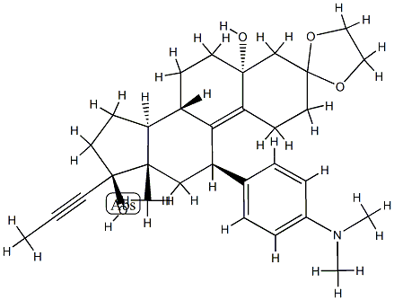 Estr-9-en-3-one၊ 11-[4-(dimethylamino)phenyl]-5,17-dihydroxy-17-(1-propynyl)-၊ cyclic 1,2-ethanediyl acetal၊ (5a၊11b၊17b )-