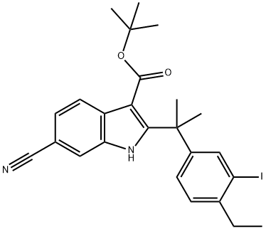 တာ့-ဘူတဲလ် 6-cyano-2-(2-(4-ethyl-3-iodophenyl)propan-2-yl)-1H-indole-3-carboxylate